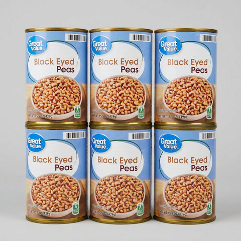 6 Cans of Great Value Black Eyed Peas, 15 oz