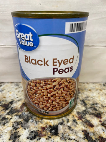 6 Cans of Great Value Black Eyed Peas, 15 oz