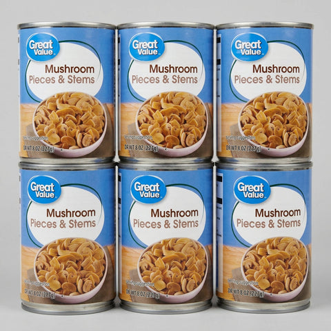 6 Cans of Great Value Mushroom Pieces & Stems, 8 oz