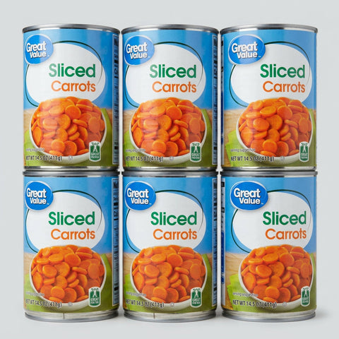 6 Cans of Great Value Sliced Carrots, 14.5 oz
