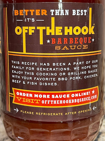 2 BOTTLES Off The Hook Barbeque Sauce 16 oz BBQ Pork Chicken Dip NC