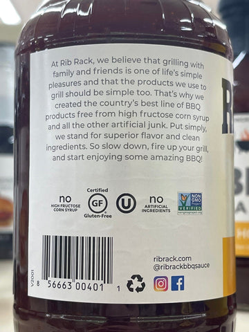 Rib Rack Honey BBQ Sauce, 19 oz