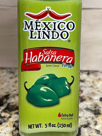 4 Bottles of Mexico Lindo Extra Hot Sauce Green Habanero, 5 oz