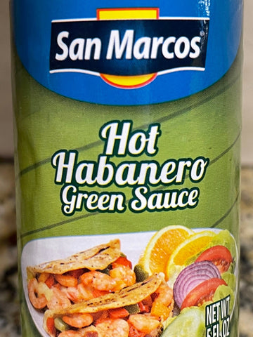 4 BOTTLES San Marcos Hot Habanero Green Sauce 5 oz Pepper Marinade