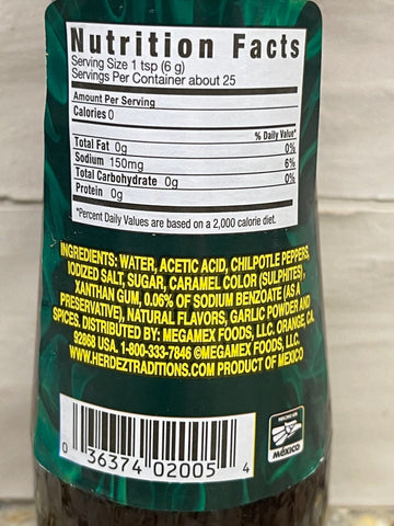 4 BOTTLES BUFALO Salsa Chipotle Hot Sauce 5.4 oz Pepper Smoke