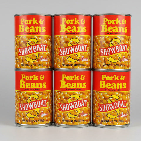 6 Cans Showboat Pork & Beans in Tomato Sauce 15 oz Canned Bushs