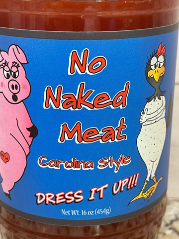 3 Bottles of No Naked Meat Carolina Style Barbecue Sauce, 16 oz