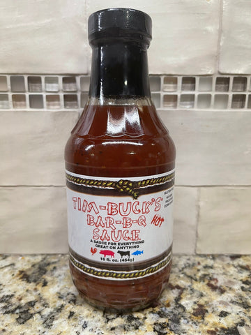 2 BOTTLES Tim Bucks HOT Bar-B-Q Barbecue Sauce 16 oz BBQ Pork