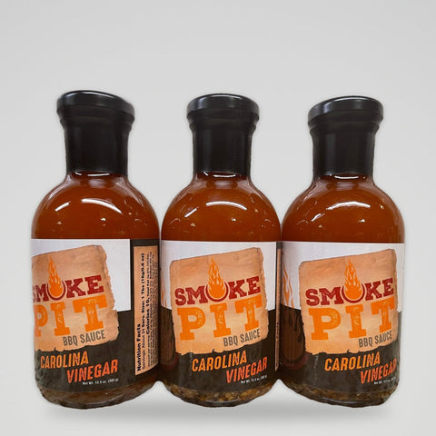 3 Bottles of Smoke Pit Carolina Vinegar BBQ Sauce, 13.5 oz