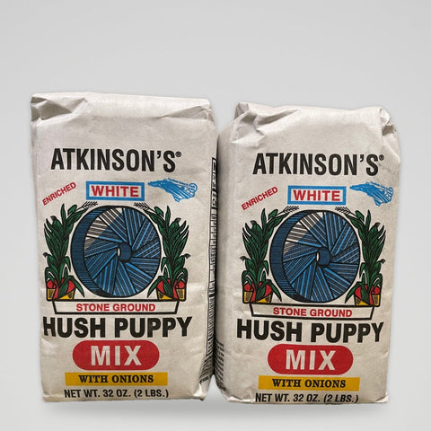 2 Bags of Atkinsons Enriched Hushpuppy Mix with Onions, 2 lb