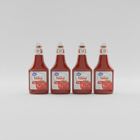 4 BOTTLES Great Value Tomato Ketchup Bottle 24 oz Catsup Fries Burger