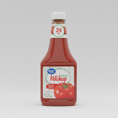 4 BOTTLES Great Value Tomato Ketchup Bottle 24 oz Catsup Fries Burger
