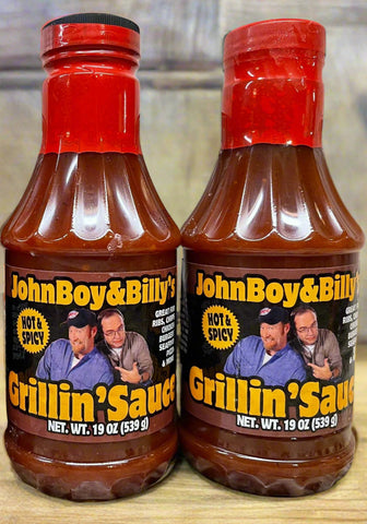 2 Bottles John Boy and Billy's Hot & Spicy Barbecue Grillin Sauce BBQ