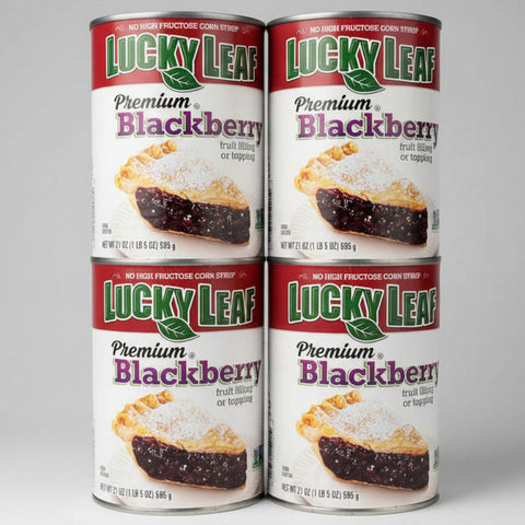 4 CANS Lucky Leaf Premium Blackberry Fruit Filling & Topping 21 oz Can Pie