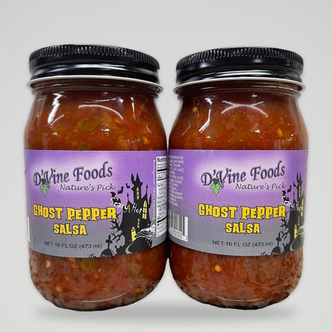 2 Jars D'Vine Foods Jar Ghost Pepper Hot Salsa 16 oz Jar