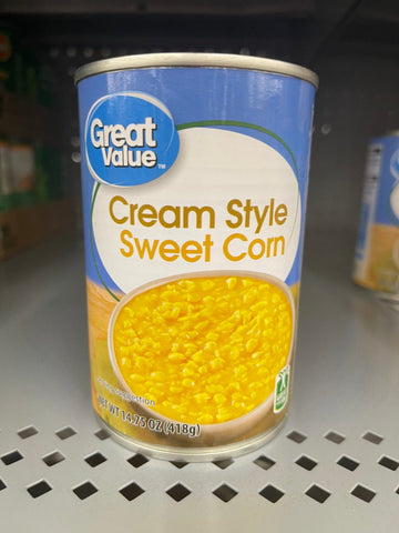 12 Cans of Great Value Cream Style Sweet Corn, 14.25 oz
