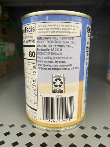 12 Cans of Great Value Cream Style Sweet Corn, 14.25 oz