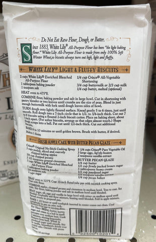 2 Bags of White Lily Enriched Bleached White All Purpose Flour, 2 lb