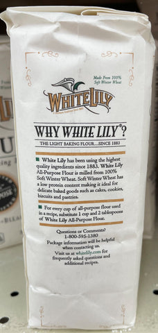 2 Bags of White Lily Enriched Bleached White All Purpose Flour, 2 lb