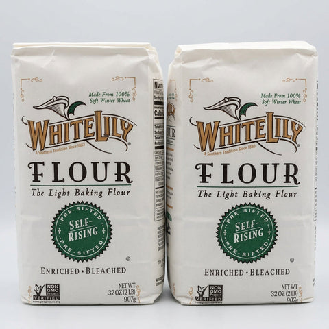 2 Bags of White Lily Enriched Bleached White Self Rising Flour, 2 lb