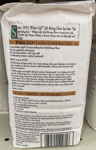 2 Bags of White Lily Enriched Bleached White Self Rising Flour, 2 lb