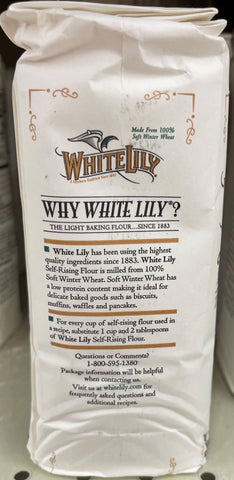 2 Bags of White Lily Enriched Bleached White Self Rising Flour, 2 lb