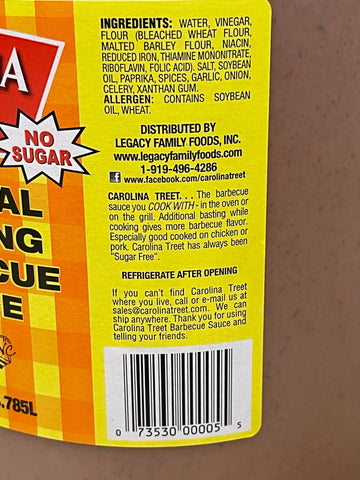 Carolina Treet BBQ Sauce, 128 oz