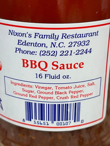 2 Bottles Nixon's Family Restaurant BBQ Sauce 16 oz Barbecue Dip Edenton NC
