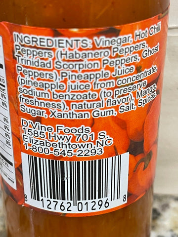 3 Bottles of D'Vine Foods Scorpion Hot Pepper Sauce, 5 oz