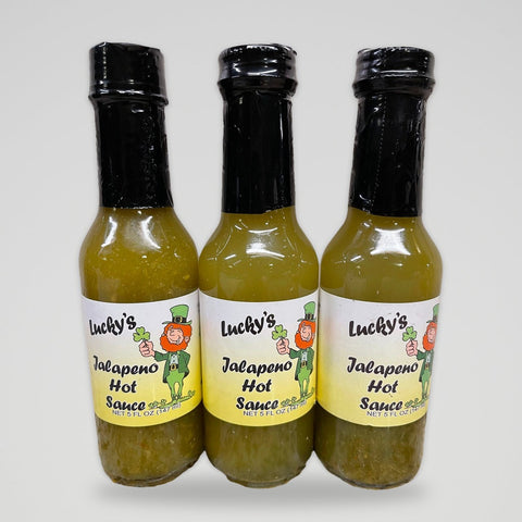 3 Bottles of D'Vine Foods Lucky's Jalapeno Pepper Hot Sauce, 5 oz