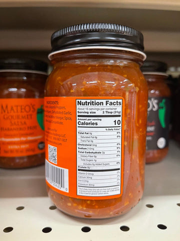 3 Jars of Mateo's Gourmet Habanero Hot Salsa, 16 oz
