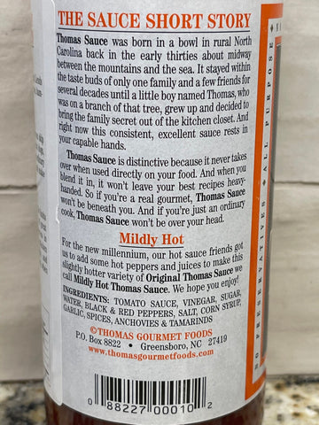 2 BOTTLES Thomas Gourmet Foods Mildly Hot Thomas Sauce 14 oz