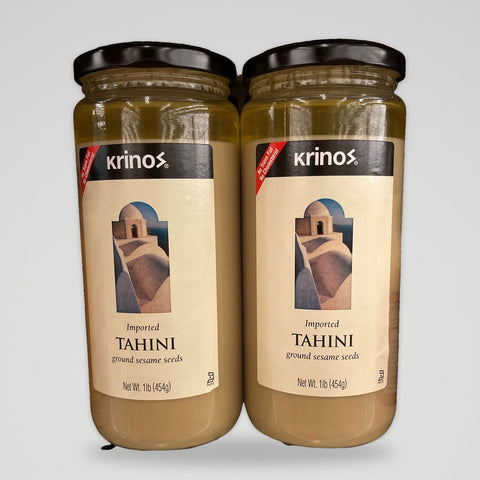 2 Jars Krinos Tahini Ground Sesame Seeds 1lb