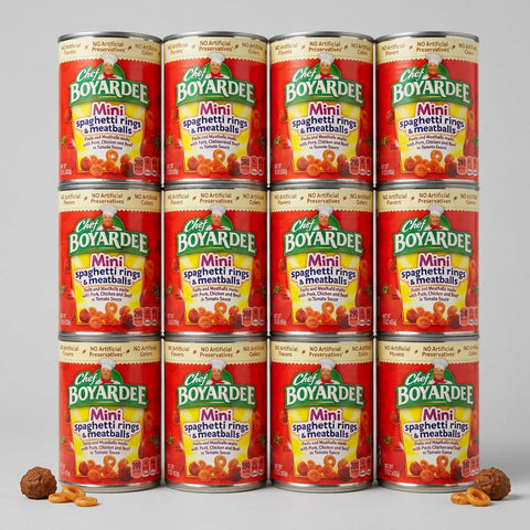 12 Cans of Chef Boyardee Mini Spaghetti Rings and Meatballs Pasta, 15 oz