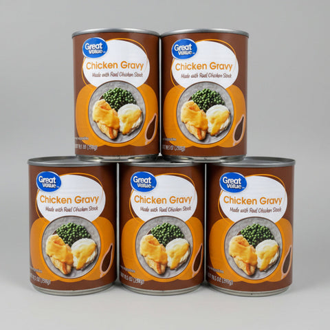 5 CANS Great Value Chicken Gravy 10.5 oz made with real chicken stock