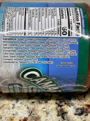 2 BOTTLES Camaronazo Chelada Lime Tomato & Shrimp Juice Cocktail Bottle