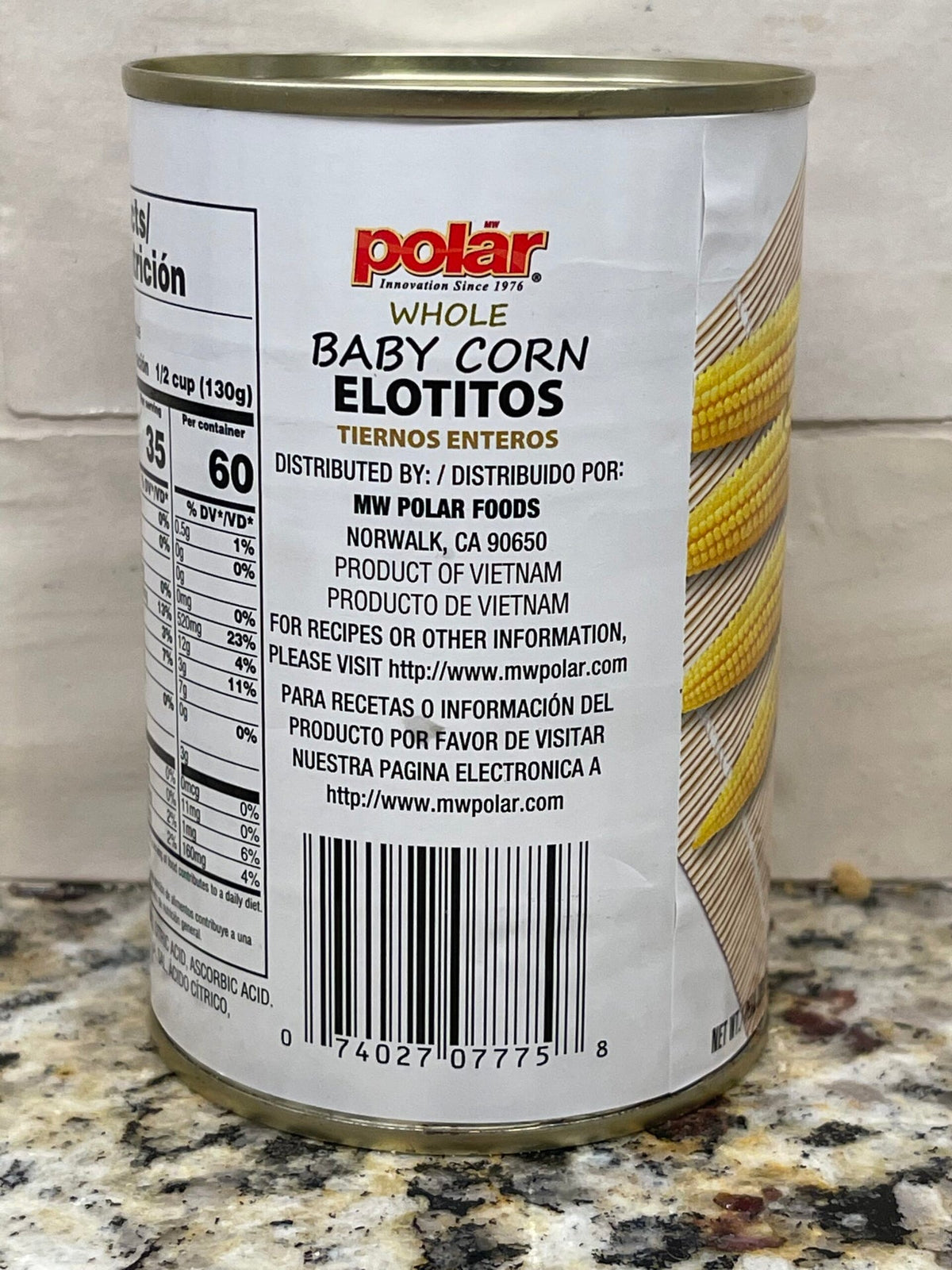 4 Cans of MW Polar Whole Baby Corn, 15 oz