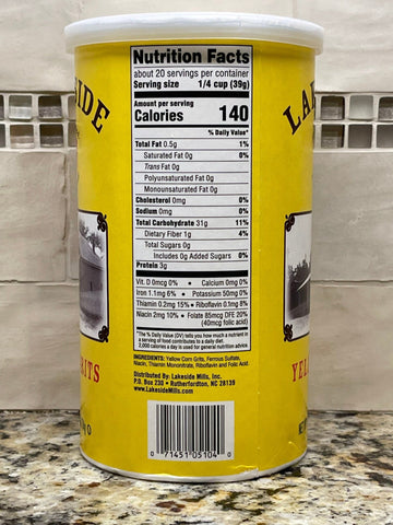 2 Cans Lakeside Mills Enriched Yellow Grits 1.75 lb Can