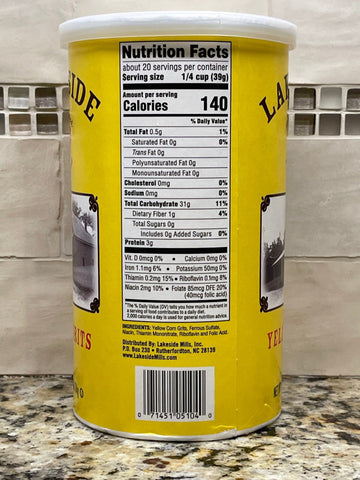 2 Cans Lakeside Mills Enriched Yellow Grits 1.75 lb Can
