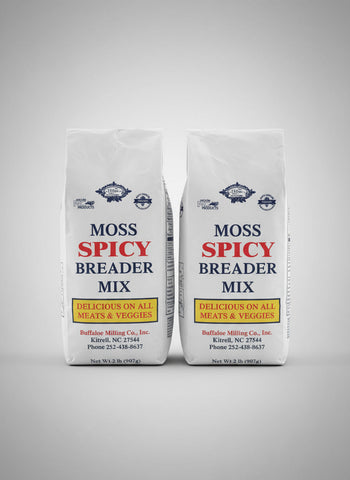 2 BAGS Moss Spicy Breader Mix 2 lb flour pork chops chicken pickles NC