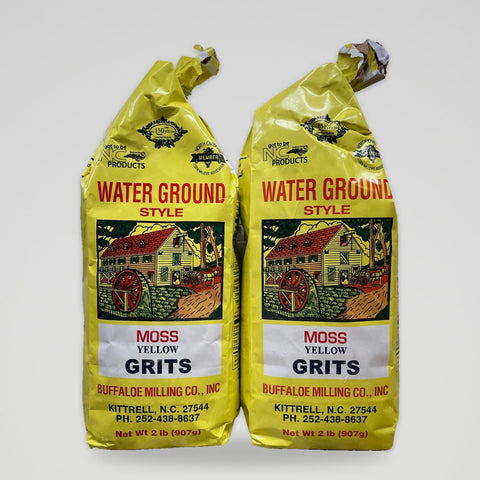 2 Bags of Moss Water Ground Style Grits Yellow, 2 lb