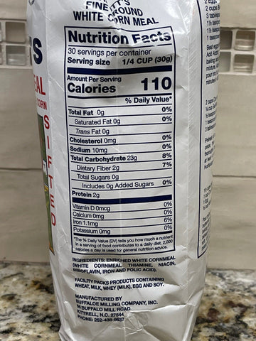 2 Bags of Abbitts Mills Fine Ground White Corn Meal, 2 lb