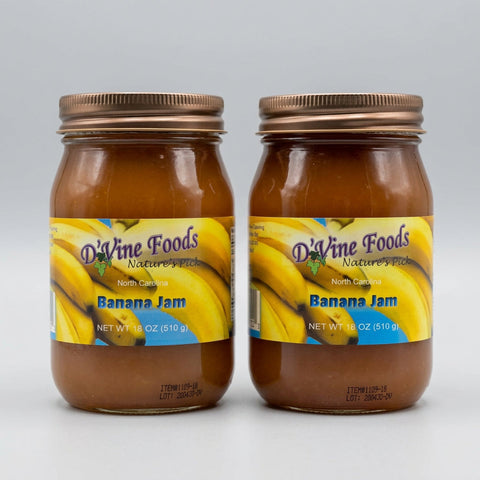 2 Jars of D'vine Foods Nature's Pick Sweet Banana Jam, 18 oz