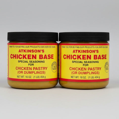 2 JARS Atkinson's Chicken Base Seasoning 1 lb made Pastry or Dumplings