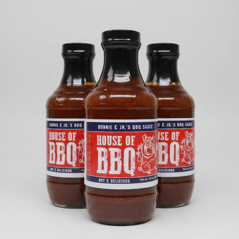 3 Bottles Bonnie & Jr.'s House of BBQ Sauce Hot & Delicious Barbecue TN