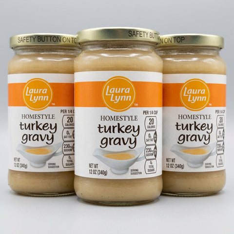 3 Jars of Laura Lynn Home Style Roasted Turkey Gravy, 12 oz