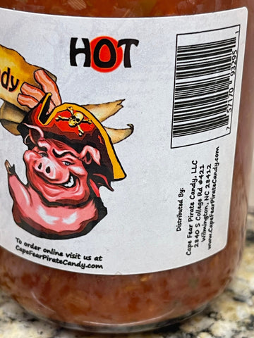 2 JARS Cape Fear Pirate Candy HOT Candied Habanero Bacon Salsa 16 oz Jar NC