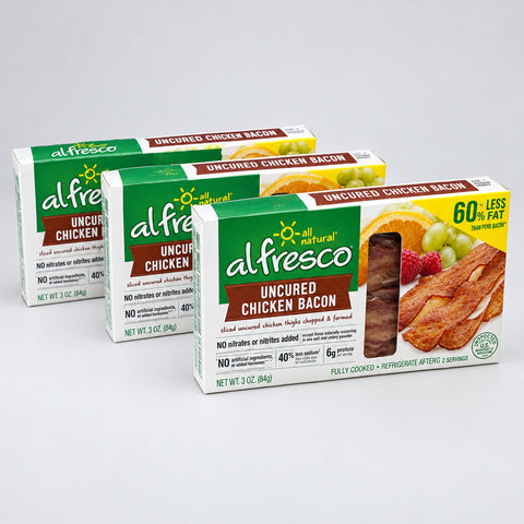3 Packs of Al Fresco Original Uncured Chicken Bacon, 3 oz
