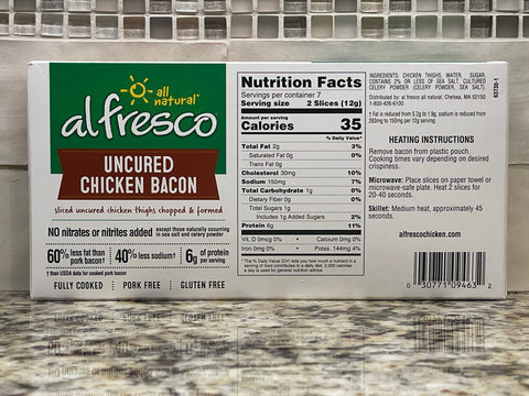 4 Packs of Al Fresco Original Uncured Chicken Bacon, 3 oz