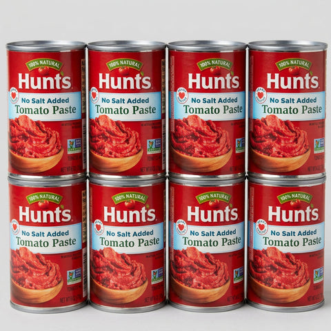 8 Cans of Hunts Tomato Paste 100% Natural No Salt Added Tomatoes, 6 oz